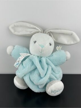 Kaloo France Rare Plume Patapouf Chubby Bunny Rabbit 8" Aqua Blue Lapin Plush